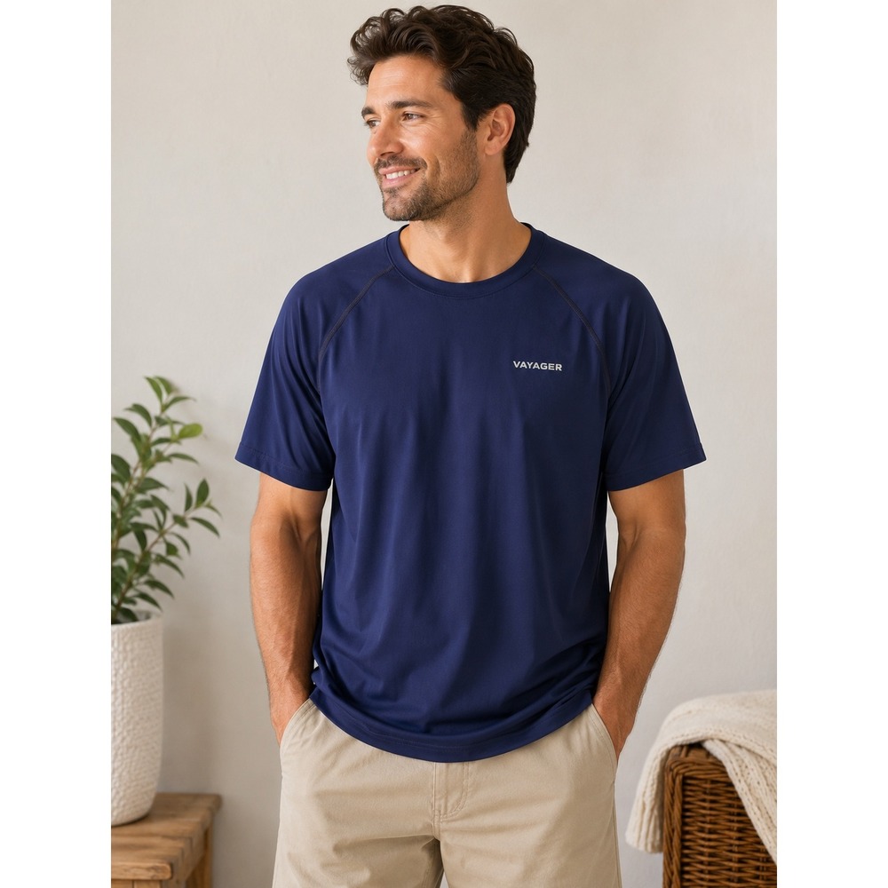 Vayager Mens Navy Blue Performance Short Sleeve T-Shirt Size XL Activewear Tee